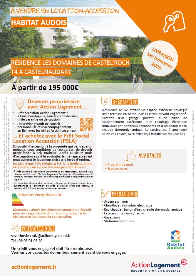L'accession via le PLSA sur la résidence Castel Roch à Castelnaudary